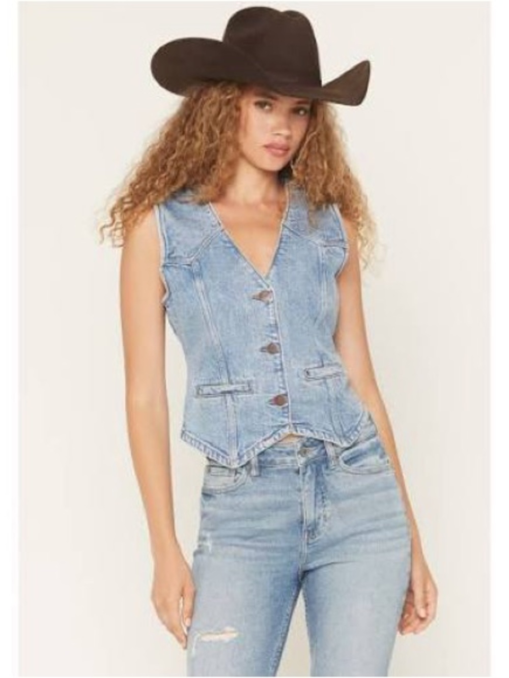 Wrangler Light Blue Denim Sleeveless Vest